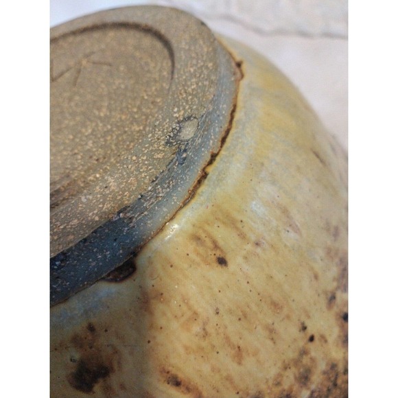 Hand Pottery Bowl Studio Art Brown Drip Glaze Two-Tone Artist Signed GORGEOUS - Picture 10 of 12